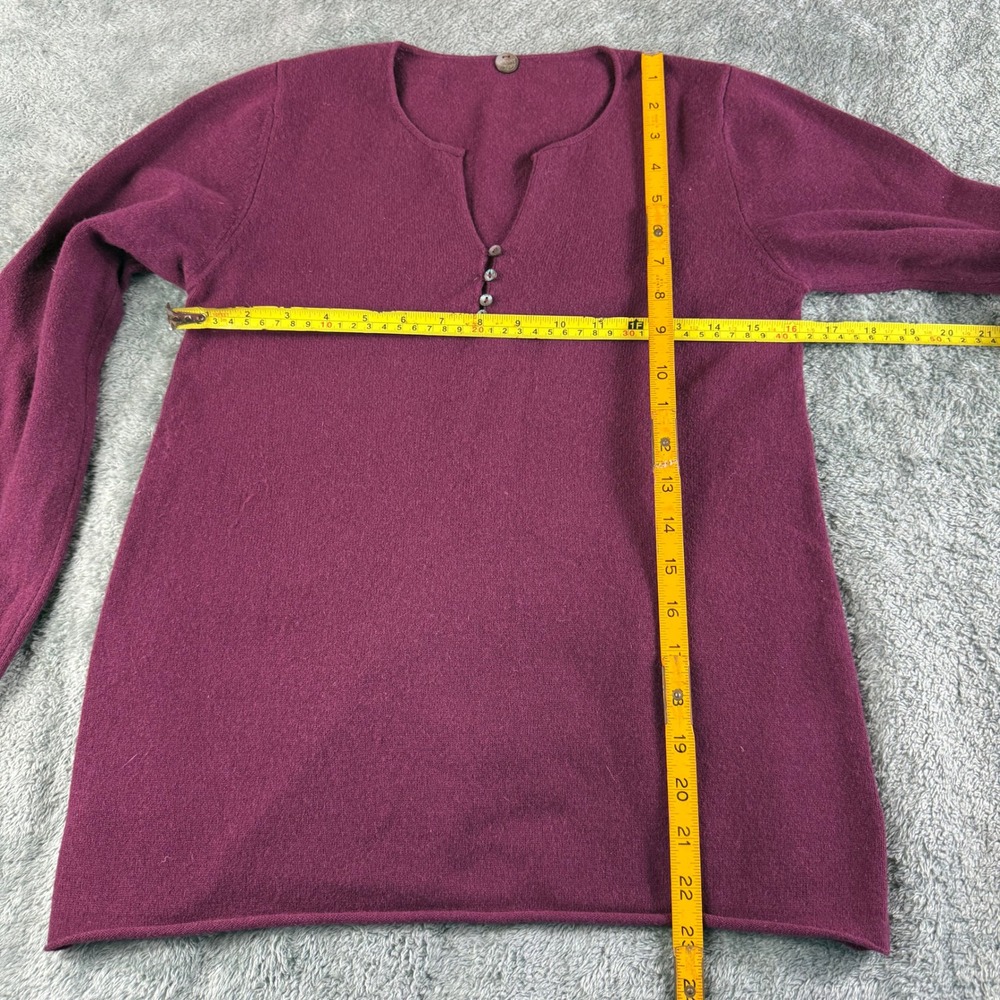Margaret O Leary 100% Cashmere V‎ Neck Button Front Pullover Sweater Amethyst S - Picture 2 of 10